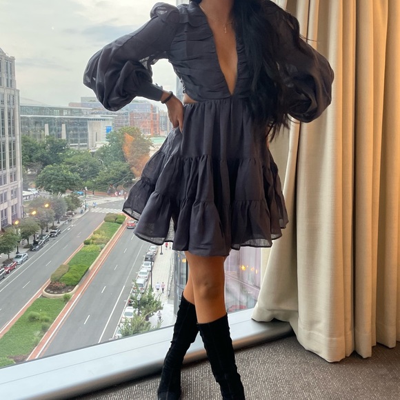 ASOS Design cutout dress with puff sleeves - Picture 2 of 4